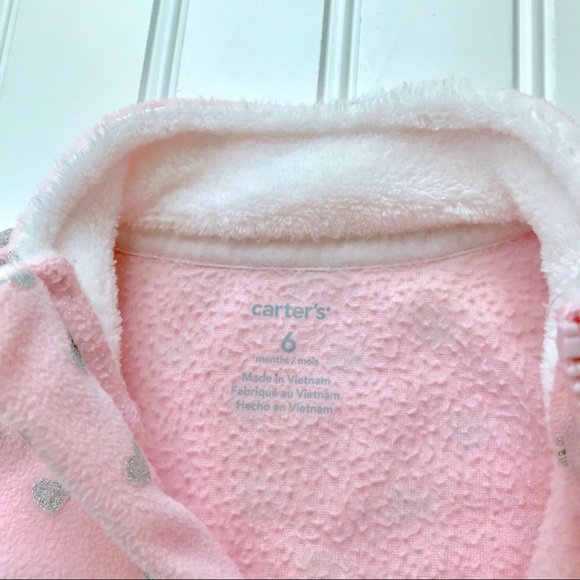 •Carter’s• pink heart fleece sleeper - Picture 4 of 5